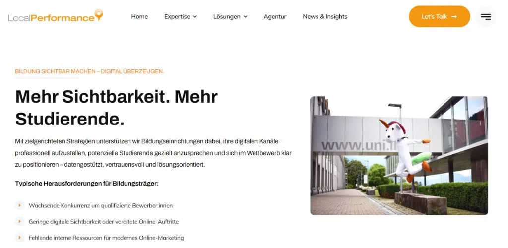 digital marketing agentur für bildungsträger local performance