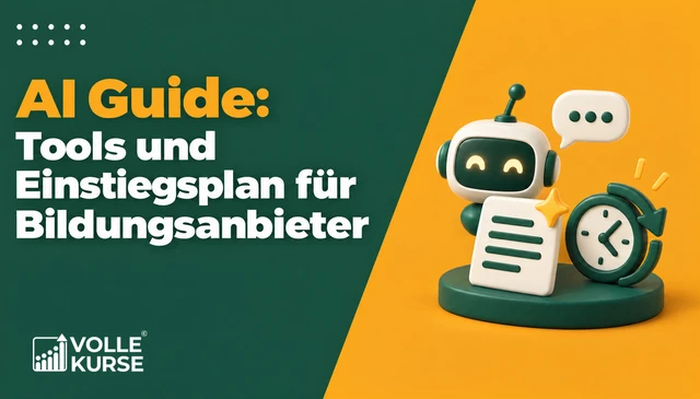 Illustration: freundlicher Roboterkopf, Sprechblase, Dokument und eine Uhr mit Pfeil für gesparte Zeit