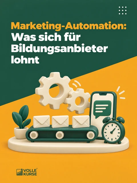 Illustration: zwei ineinandergreifende Zahnräder, ein Förderband mit Briefumschlägen, das zu einem Smartphone mit Sprechblase führt, daneben ein Wecker