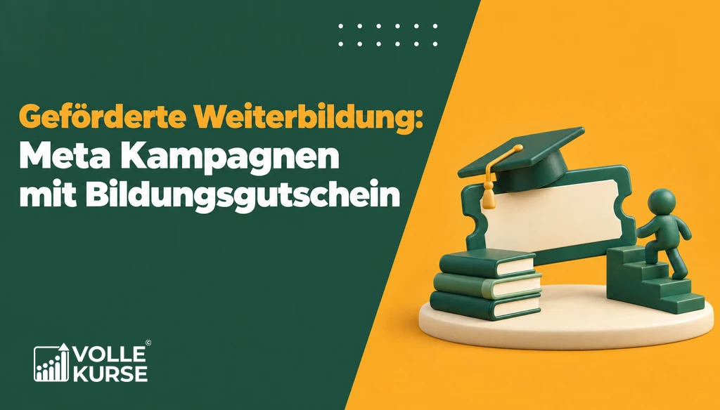 Illustration: Gutscheinkarte mit Doktorhut, ein Bücherstapel und eine Figur, die eine Treppe hinaufsteigt